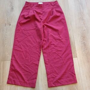 RIHOAS Deep Red Maroon Large Wide Leg Office Trousers